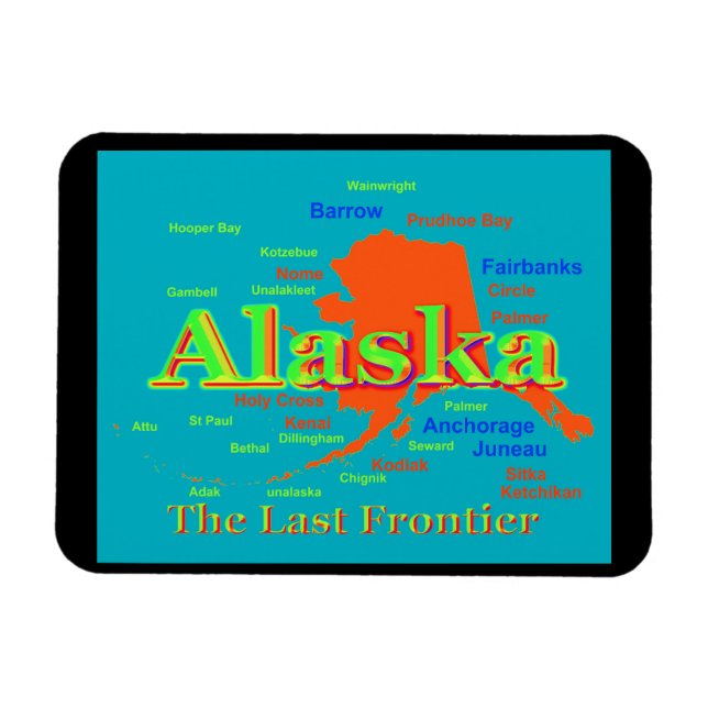 Íman Silhouette do Mapa do Orgulho do Alaska (Horizontal)