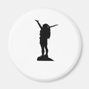 Íman Silhouette, menina das montanhas subindo