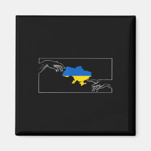 Íman Silhueta Bandeira Ucraniana Michelangelo Mãos Ucrâ