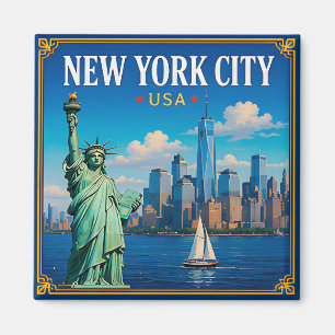 Íman 🗽 Silhueta da Cidade de Nova York Memória de Manh