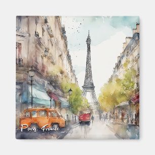 Íman Silhueta da Cidade de Paris França Aquarela