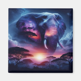 Íman Silhueta de Elefante ao Pôr do Sol