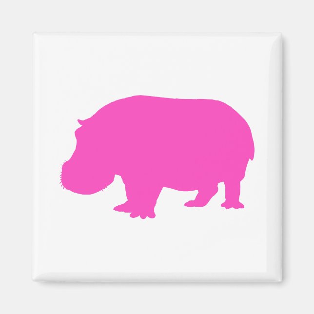 Íman Silhueta de Hipopótamo Rosa Bonito (Frente)