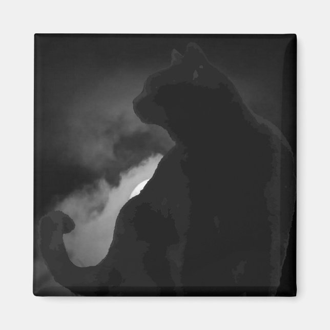 Íman Silhueta de Lua Gato Preto (Frente)