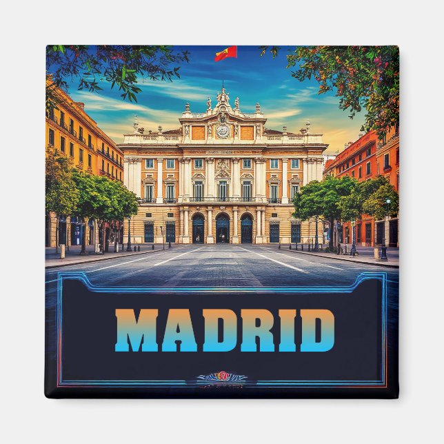Íman 🧲 Silhueta de Madrid Férias Memória Espanha 🌇 (Frente)