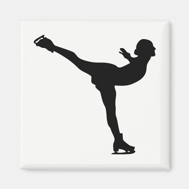 Íman Silhueta de Mulher Patinando no Gelo (Frente)