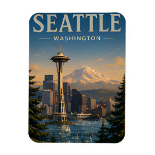 Íman 💚 Silhueta de Seattle Estilo Moderno do Noroeste