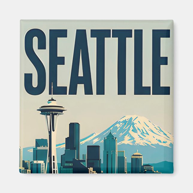 Íman 🌲 Silhueta de Seattle Washington (Frente)