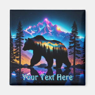 Íman Silhueta de Urso com Paisagem Natural Vida Selvage