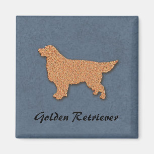Íman Silhueta do golden retriever no azul