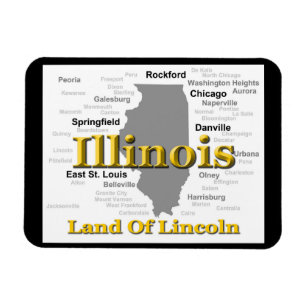 Íman Silhueta do mapa do orgulho do estado de Illinois