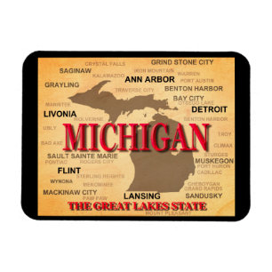Íman Silhueta do mapa do orgulho do estado do Michigan