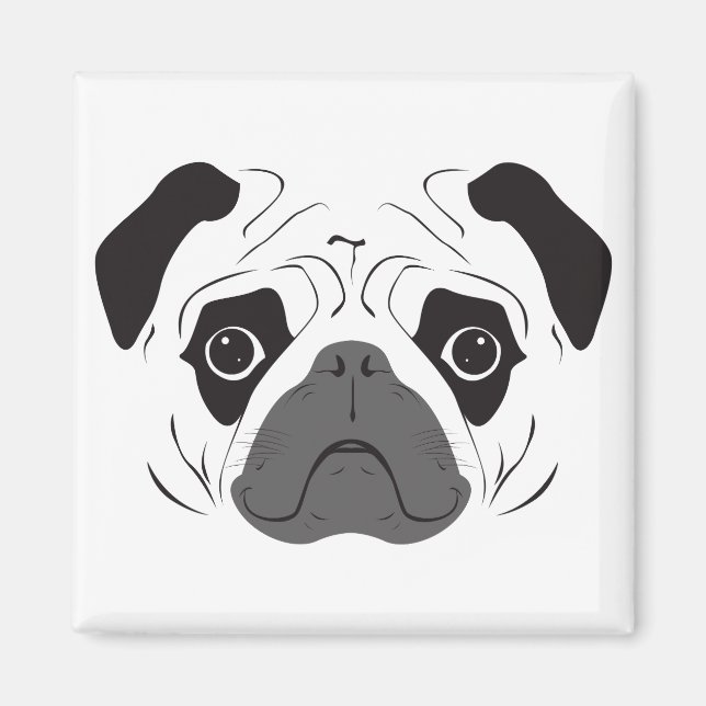 Íman Silhueta do Rosto Pug (Frente)