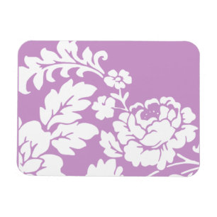 Íman Silhueta Floral Branca Vintage em Lavanda