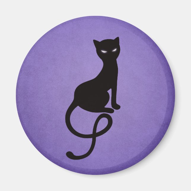 Íman Silhueta Gato Mau Graciosa - Roxo Gatinho Preto (Frente)