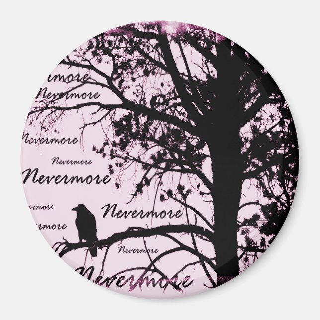 Íman Silhueta Preta e Rosa Nunca Mais Raven (Frente)