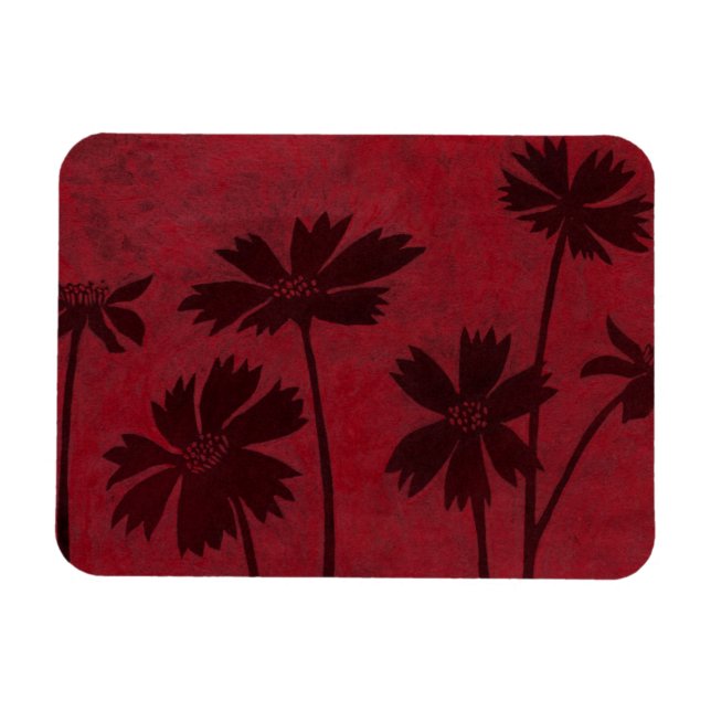 Íman Silhuettes de cabeça-de-flor em segundo plano (Horizontal)