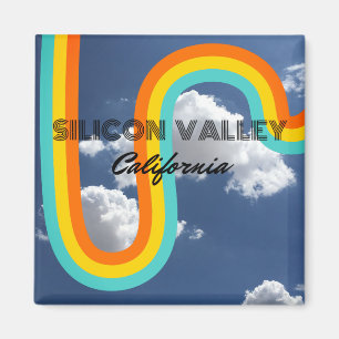 Íman Silicon Valley California - Retro Rainbow and Clou