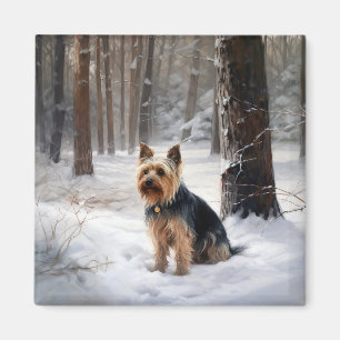 Íman Silky Terrier Deixe Nevar Natal