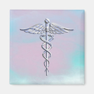 Íman Silver Caduceus - Símbolo Médico - Decoração d
