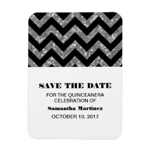 Íman Silver Chevron Glitter Quinceñera Magnet