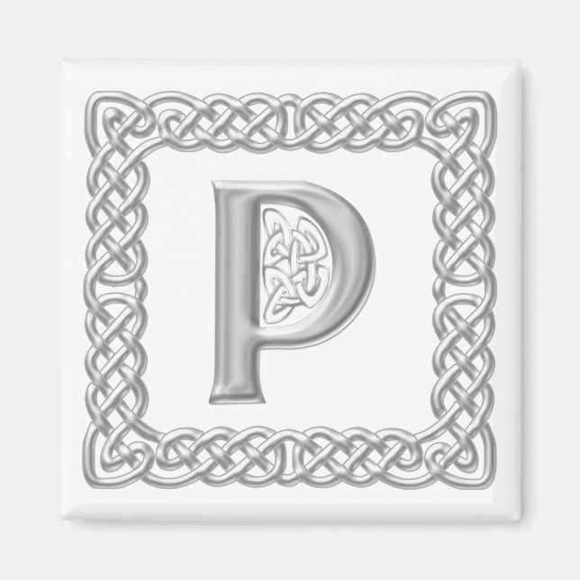 Íman Silver Effect Celular Knot Monograma - Letra P (Frente)