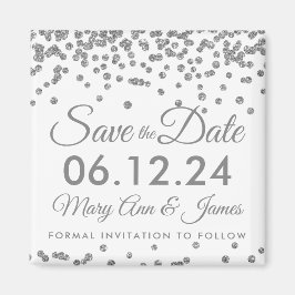 Íman Silver Faux Glitter Confetti Salvar Data