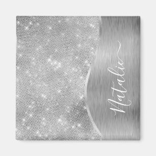 Íman Silver Glitter Glam Bling Personalized Metallic