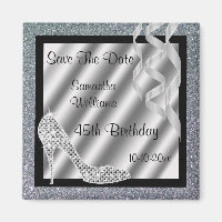 Silver Glittery Stiletto & Streamers 45º Aniversár