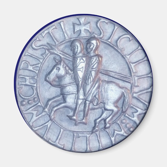 Íman Silver Medieval Seal dos Cavaleiros Templários (Frente)