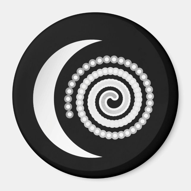Íman Silver Moon Spiral a preto (Frente)