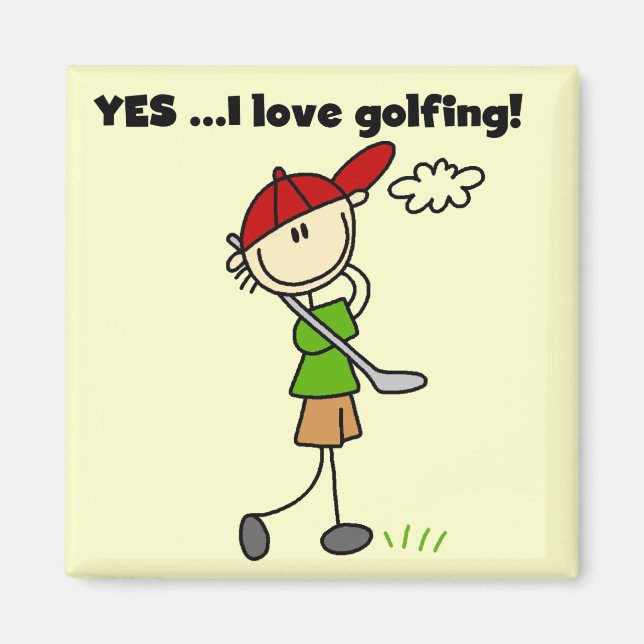 Íman Sim, adoro Camisetas e presentes de golfe (Frente)