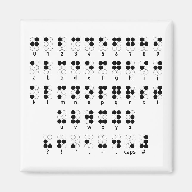 Íman Símbolo alfabético Braille de letras ocultas (Frente)