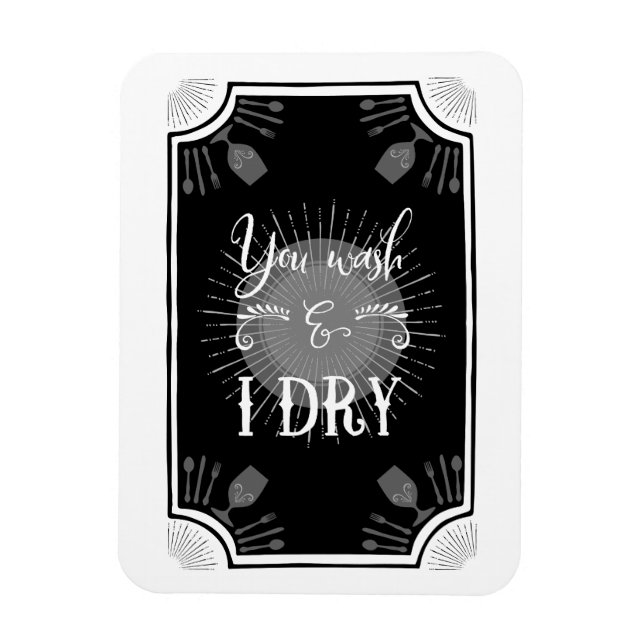 Íman Símbolo Antiquado de Cozinha - Você lava e eu seco (Vertical)