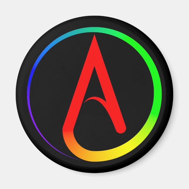Íman Símbolo Ateu Arco-íris (Frente)
