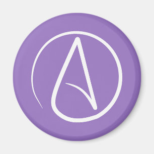 Íman Símbolo ateu: branco em roxo