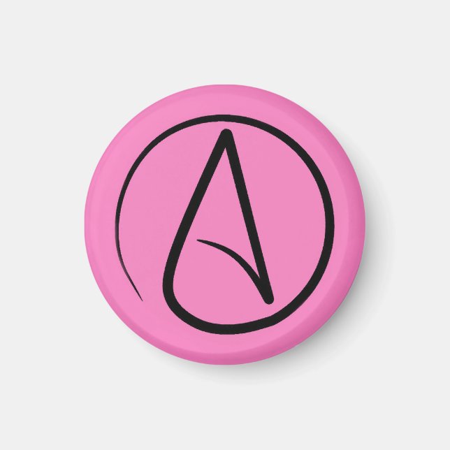 Íman Símbolo ateu: preto na rosa claro (Frente)
