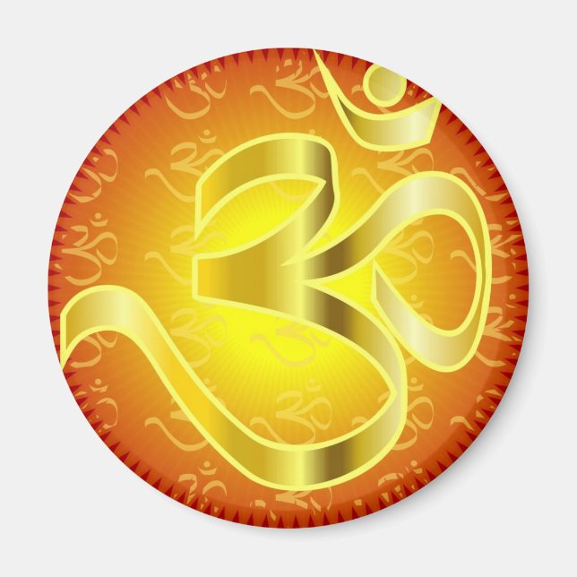 Íman Símbolo Aum ou Om em amarelos e vermelhos (Frente)