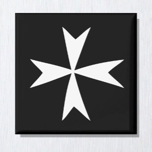 Íman Símbolo branco da Cruz Maltesa e Malta/knight BL