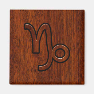 Íman Símbolo Capricórnio Zodiac em Mahogany Brown