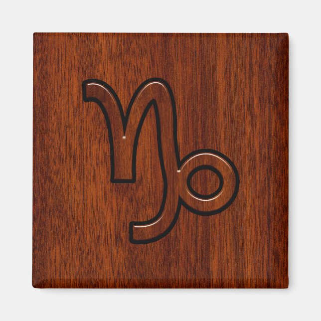 Íman Símbolo Capricórnio Zodiac em Mahogany Brown (Frente)