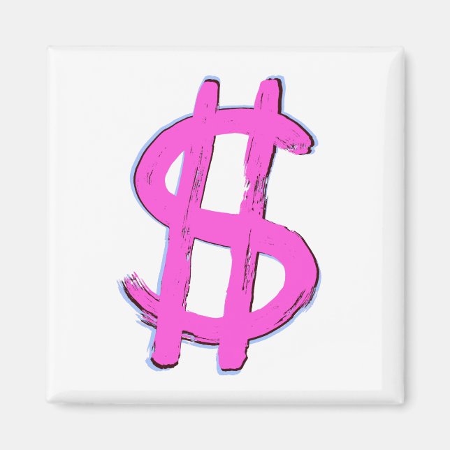 Íman Símbolo de Dólar Rosa (Frente)