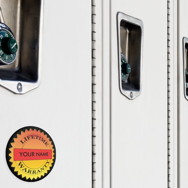 Íman Símbolo de garantia vitalícia Seu nome Round Magne (In Situ (Locker))