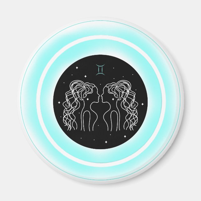 Íman Símbolo de Gêmeos – Emblema Mínimo de Astrologia (Frente)