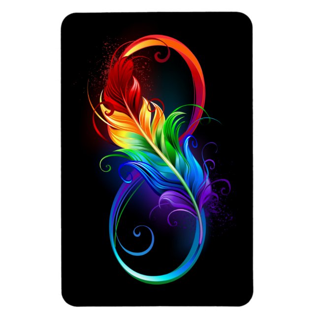 Íman Símbolo de Infinito com Pena de Arco-íris (Vertical)