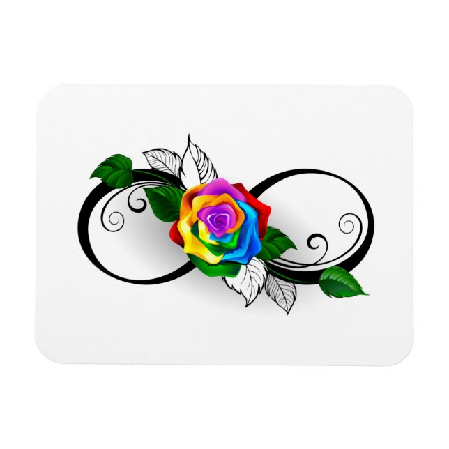 Íman Símbolo de Infinito com Rosa Arco-Íris (Horizontal)