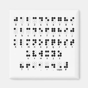 Íman Símbolo de letras cego do alfabeto de Braille