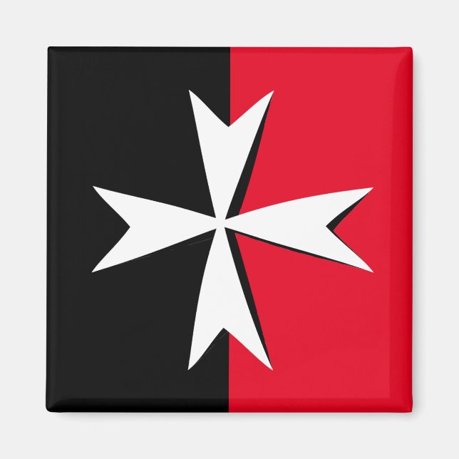 Íman Símbolo de moda da Cruz Maltesa Branca e Malta (Frente)