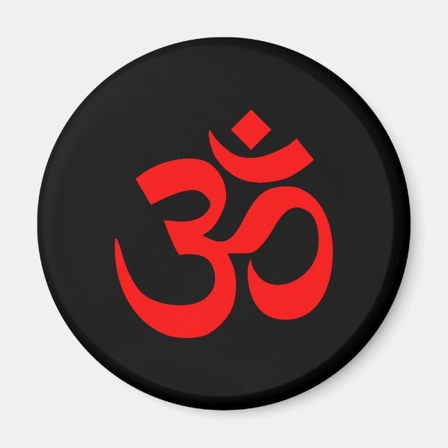Íman Símbolo de Om Preto e Vermelho (Frente)
