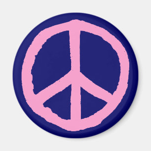 Íman Símbolo de paz áspero - rosa em azul escuro
